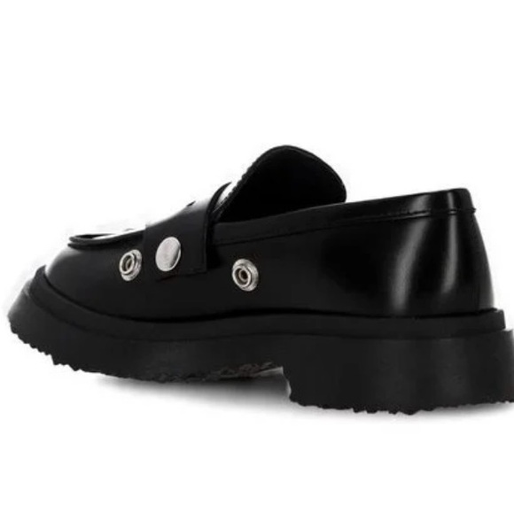 Camper Black Calfskin Leather Loafers with Silver Studs & Removable Strap! NWT - Picture 4 of 6